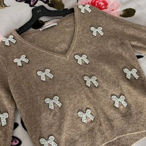 New Zara pearl Bows Sweater